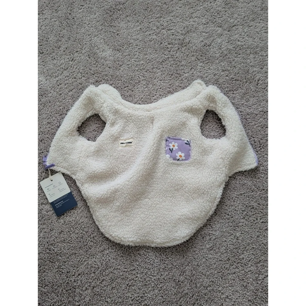 Sniff & Bark Vest Reversible Purple Daisy Cozy Fleece Zip Up Jacket NWT
